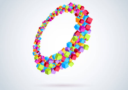Colorful cubes form a ring - perspective  Vector illustrationのイラスト素材