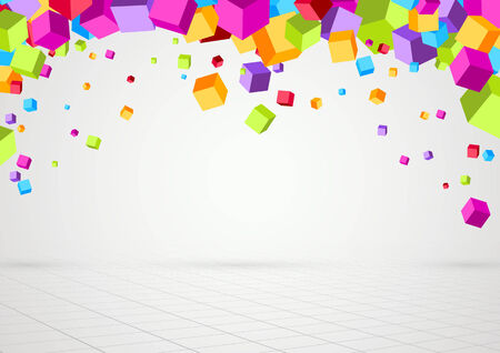 Bright colorful cubes threedimensional background. Vector illustrationのイラスト素材