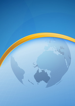 Modern blue folder golden border - globe. Vector illustrationのイラスト素材