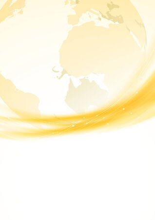 Golden swoosh border global background. Vector illustrationのイラスト素材