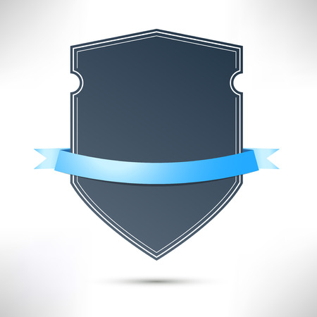 Modern badge with blue ribbon template. Vector illustrationのイラスト素材
