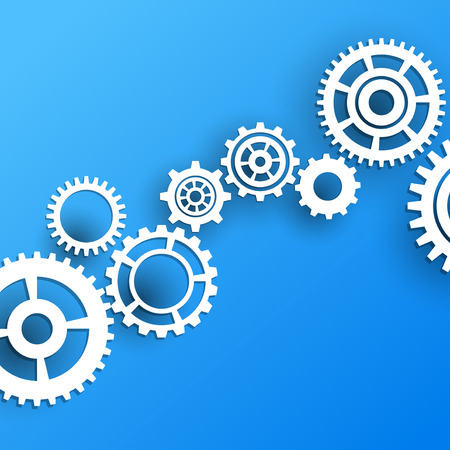 White gear model over blue background.のイラスト素材