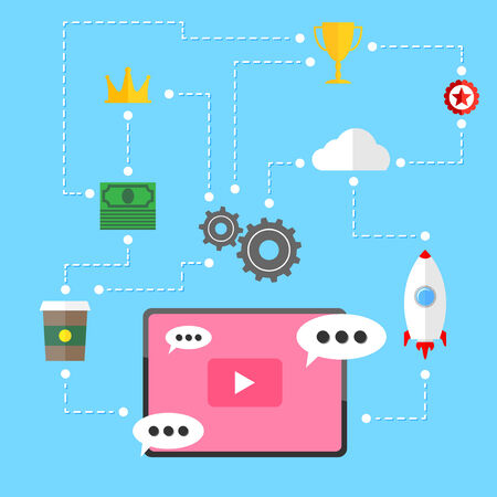 Video marketing strategy relation background. Vector illustrationのイラスト素材