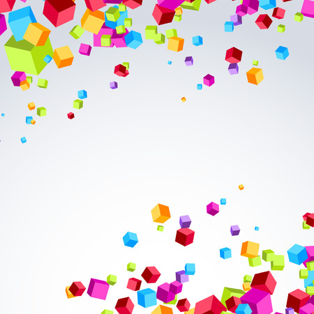 Colorful bright cube exploded particle background. Vector illustrationのイラスト素材