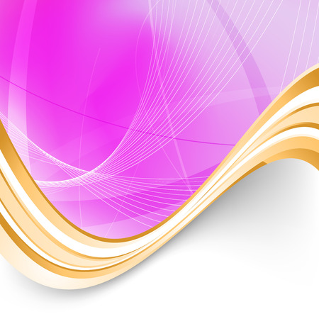 Pink folder background golden border swoosh. Vector illustrationのイラスト素材