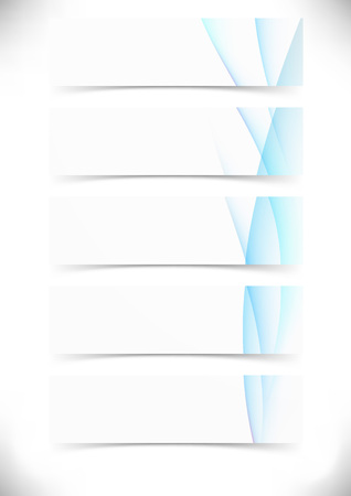 Blue smooth wave lines cards set - web banner. のイラスト素材