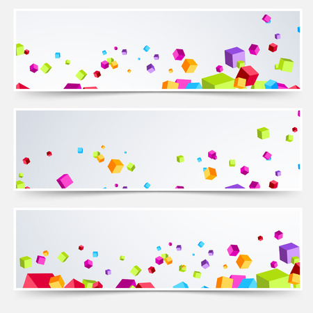 Bright cube web header footer set. のイラスト素材