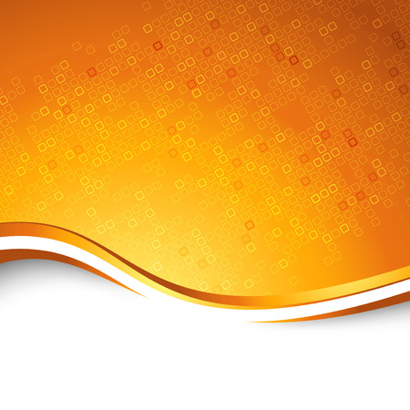 Bright orange swoosh wave particle background. Vector illustrationのイラスト素材