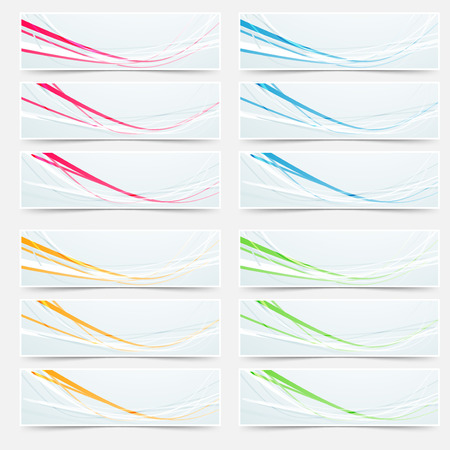 Bright colorful speed line web header footer set. Vector illustrationのイラスト素材