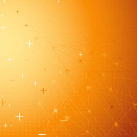Orange net connection dot abstract background. Vector illustrationのイラスト素材