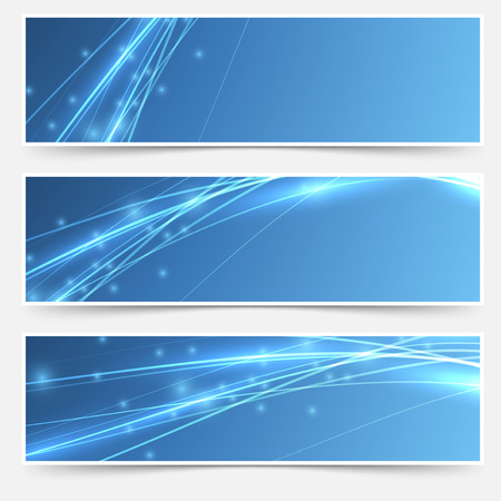 Speed swoosh electric wave lines header set. Vector illustrationのイラスト素材