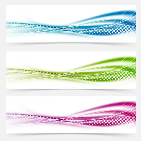 Modern abstract swoosh smooth vivid dotted line headers collection. Vector illustrationのイラスト素材