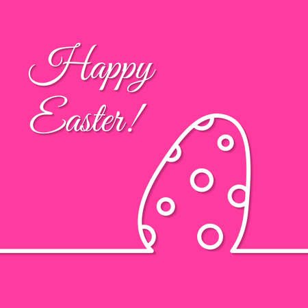 Dotted Easter egg simple line holiday poster greeting card layout.のイラスト素材