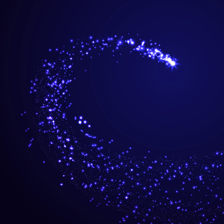 Shooting magical Christmas star over blue background. Vector illustrationのイラスト素材