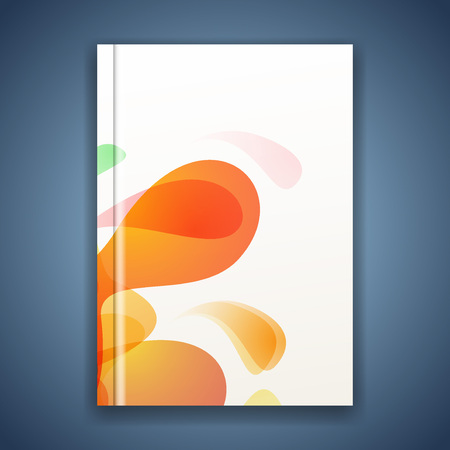 Bright splatter energetic abstract folder cover with color ink blots in orange.のイラスト素材