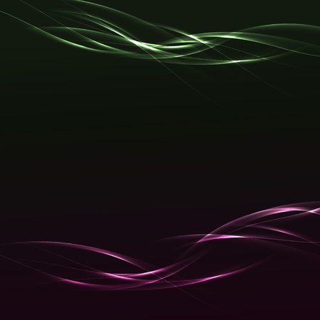 Mystery futuristic dark swoosh wave background. Green and red or pink motion speed lines over dark layout.のイラスト素材