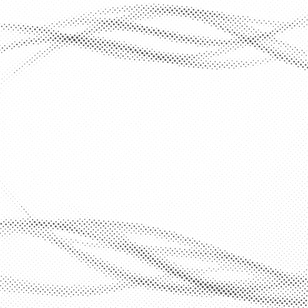Distorted halftone dot modern pop-art layout. Grain graphic dust particle forming swoosh smooth pop art waves. Vector illustrationのイラスト素材