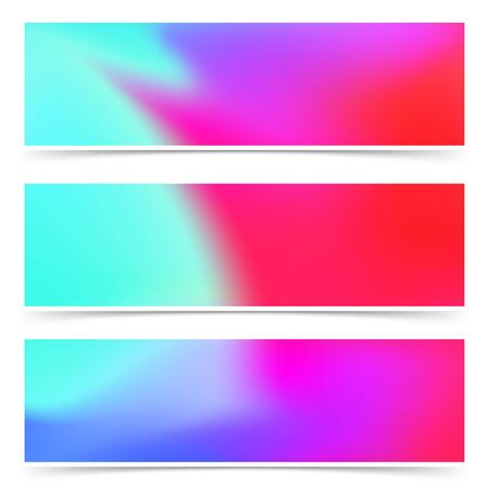 Bright fashion colorful pink and blue web headers flyers collection. Artistic elegant gentle color blend multicolor defocused cards set. Vector illustrationのイラスト素材