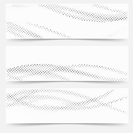 Modern abstract wave pattern pop art distressed header collection. Vector illustrationのイラスト素材