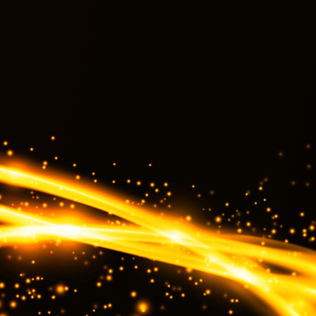 Soft bright futuristic sparkling shimmering smooth lines. Abstract golden border frame element. Easy to apply graphic effect illustrationのイラスト素材