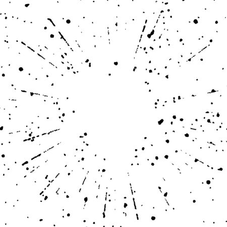Easy to use overlay halftone sunburst explosion template. Vintage retro grain art effect fireworks design. Radial Bang dust hipster background. Vector illustrationのイラスト素材