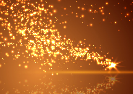 Bright abstract falling star shimmering comet background. Glowing magical glittering comet. Vector illustrationのイラスト素材