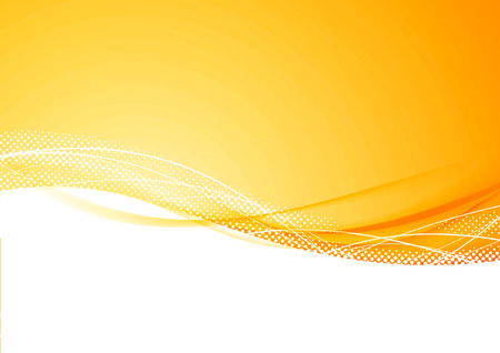 Bright orange elegant beautiful border wave background. Gradient abstract graphic card with dotted speed wind swoosh transparent lines. Vector eps10 illustrationのイラスト素材