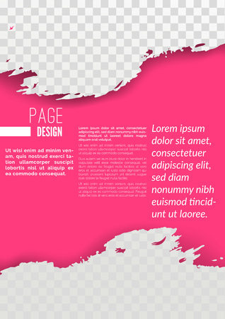 Modern abstract brochure page poster design template. Scattered edges Brush stroke mask graphic placeholder. Cover background layout presentation idea. Vector illustrationのイラスト素材