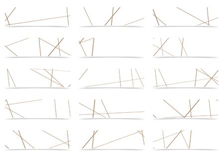 Thin line geometrical pattern over white flyer collection. Vector illustrationのイラスト素材