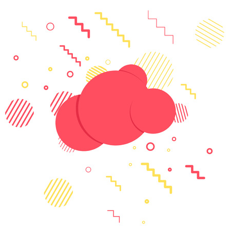 Minimalistic flat abstract geometrical simple banner background. Geometric bubble tag. Vivid retro poster design style. Vintage color and simple shapes, lines, stripes, circles, outlines. Vector illustrationのイラスト素材