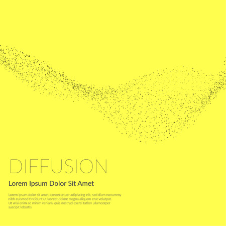 Molecule stream diffusion abstract science background. Air spray concept layout. Vector illustrationのイラスト素材