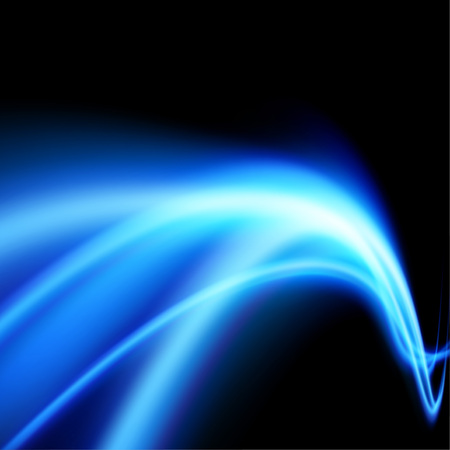 Speed flying blue wave light streaks perspective design over black background. Futuristic abstract dynamic rapid bandwidth transparent internet stream. Vector illustration
のイラスト素材