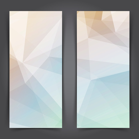 Two modern low poly vertical standing banner collection. Vector illustrationのイラスト素材
