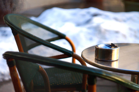 Ashtray on tableの写真素材