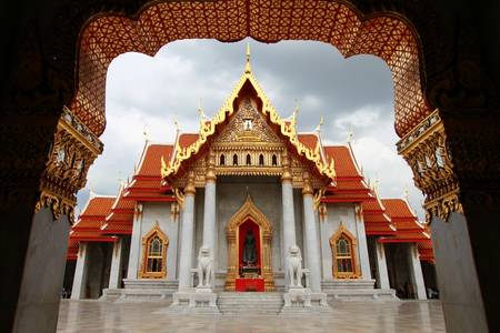 Wat Benjamabophit, a temple of Bangkok Thailandの写真素材