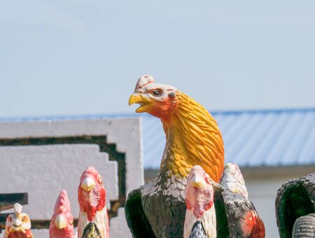 Chicken statue in thailandの写真素材