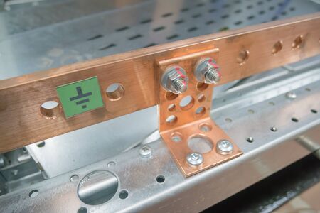 Copper bus bar in the Industrial power caseの写真素材