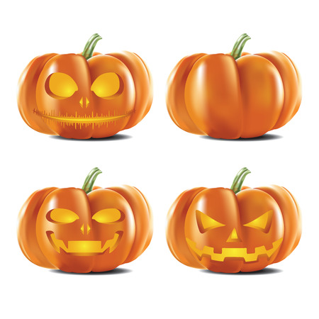 set halloween pumpkin, vector illustrationのイラスト素材