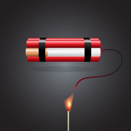 World no tobacco day, a concept for stop smoking. Smoking a cigarette like a bomb explosive that kill all life around. Vector illustration.のイラスト素材