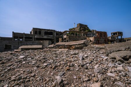 Ruins of Gunkanjima, a World Heritage Site in Nagasakiの写真素材