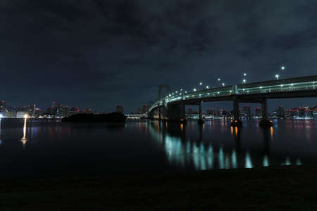 Night city scape around Odaiba Tokyoの写真素材