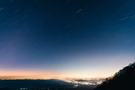 Sunrise from the top of mt. Akagiの写真素材