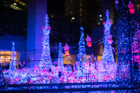 Illuminated Shiodome area background.