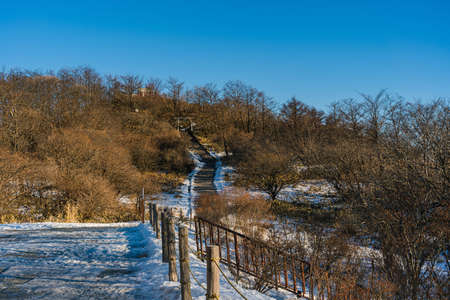 The first sunrise and shrine from the top of Mt. Haruna