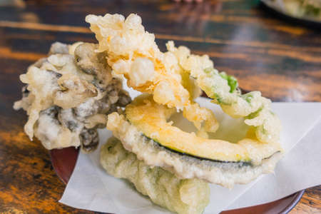 Soba lunch and tempura at Ikaho Onsenの写真素材