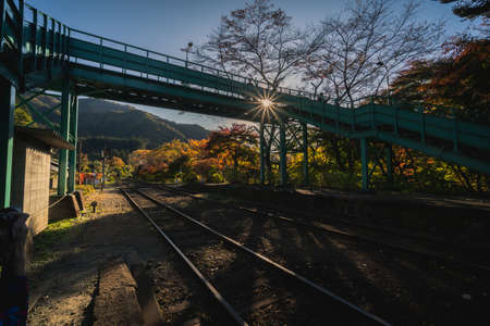 Autumn colors around Watrase valley railwayのeditorial素材