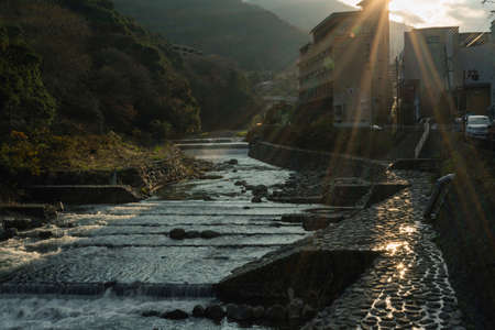 Hakone town with autumn colorのeditorial素材