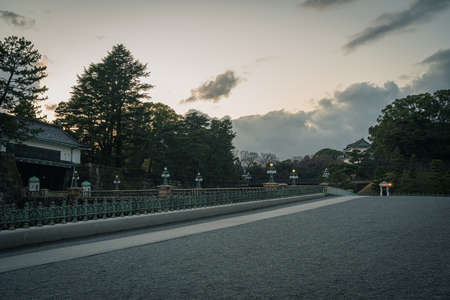 Edo Castle Double Bridge and Sunsetのeditorial素材