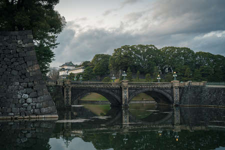 Edo Castle Double Bridge and Sunsetのeditorial素材