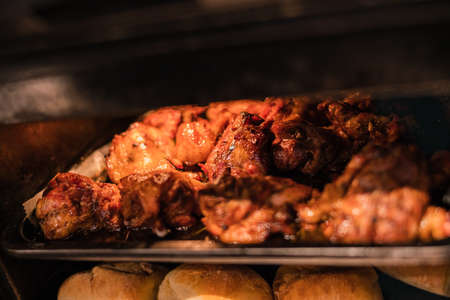 Delicious roast beef baked in the oven